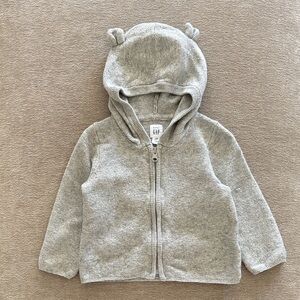Baby GAP Light Gray Soft Zip Hoodie with Bear Ears